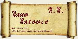 Naum Matović vizit kartica